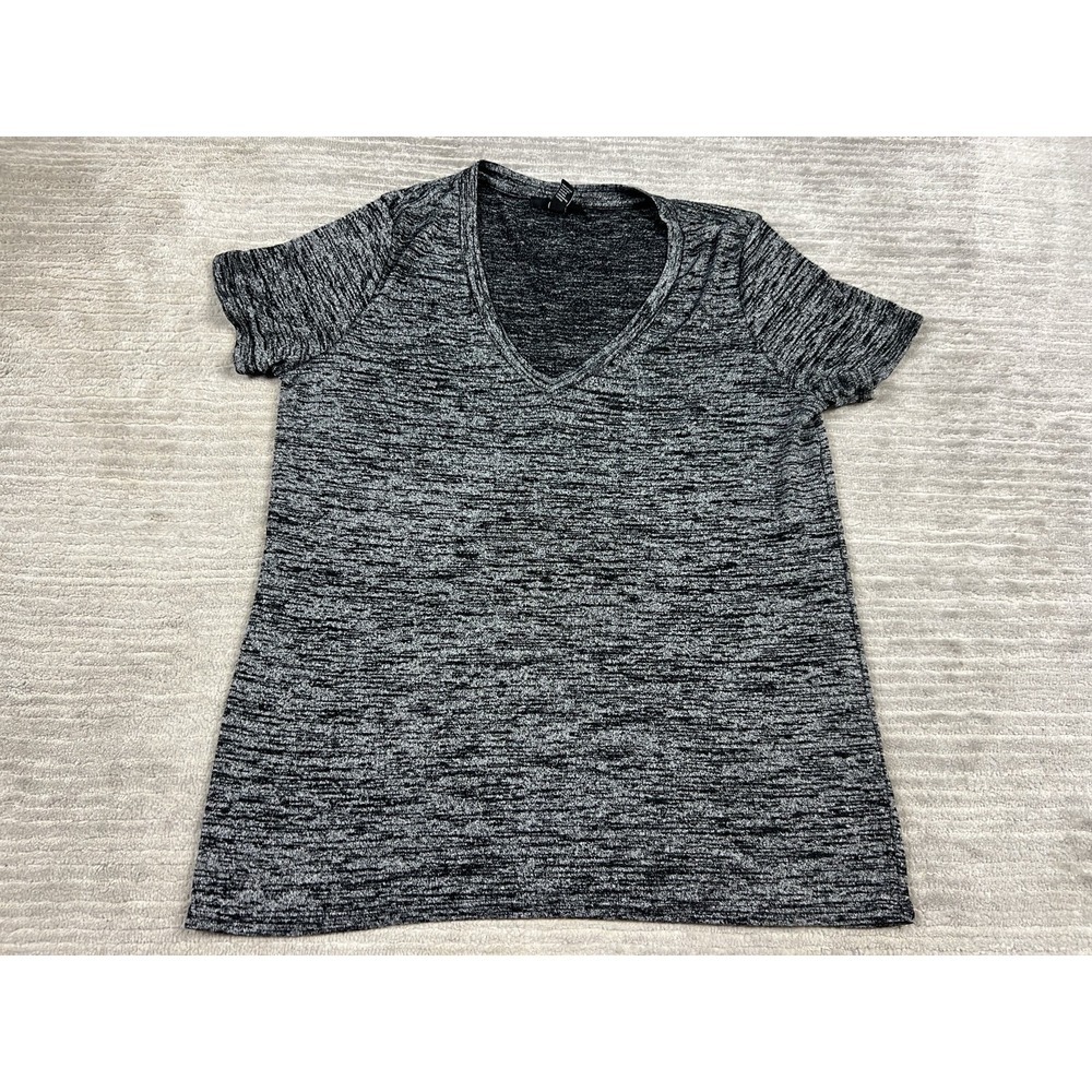 Forever 21 Top Womens Large Gray V-Neck Short Sleeve Knit Athleisure